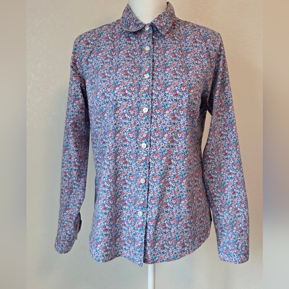 L.L. Bean Blue Floral Men's Button Down Shirt